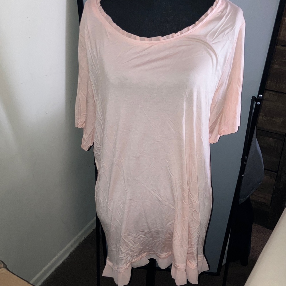 Soft Pink Ruffle Edge Women's Tunic